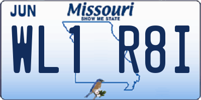 MO license plate WL1R8I