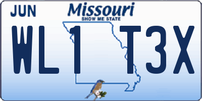MO license plate WL1T3X
