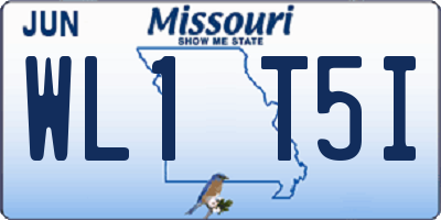 MO license plate WL1T5I