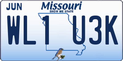 MO license plate WL1U3K