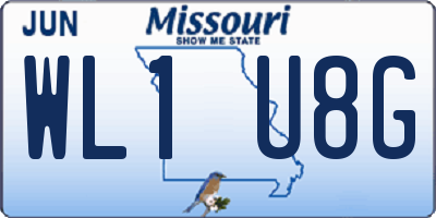 MO license plate WL1U8G