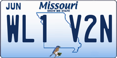 MO license plate WL1V2N