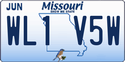 MO license plate WL1V5W