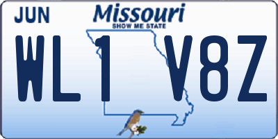 MO license plate WL1V8Z