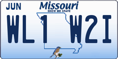 MO license plate WL1W2I