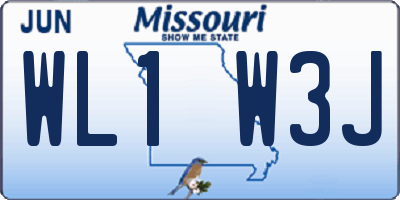 MO license plate WL1W3J