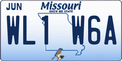 MO license plate WL1W6A