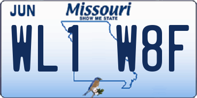 MO license plate WL1W8F