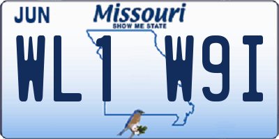 MO license plate WL1W9I