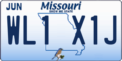 MO license plate WL1X1J