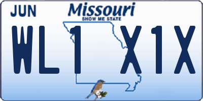 MO license plate WL1X1X