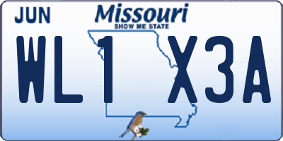 MO license plate WL1X3A