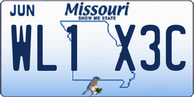 MO license plate WL1X3C