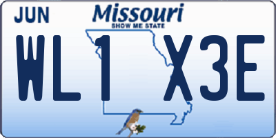 MO license plate WL1X3E