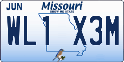 MO license plate WL1X3M