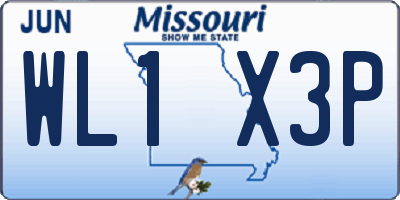 MO license plate WL1X3P