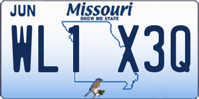 MO license plate WL1X3Q