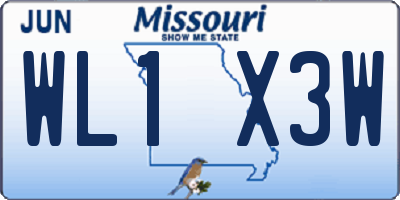 MO license plate WL1X3W