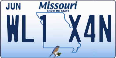 MO license plate WL1X4N