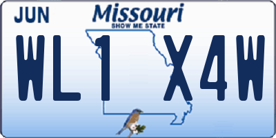 MO license plate WL1X4W