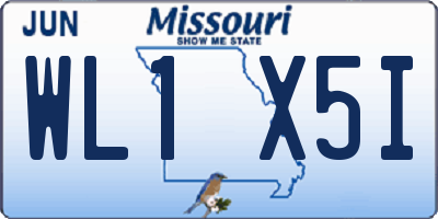 MO license plate WL1X5I