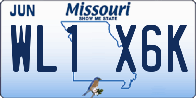 MO license plate WL1X6K