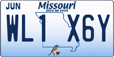 MO license plate WL1X6Y