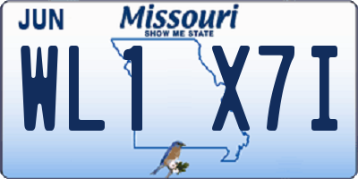 MO license plate WL1X7I