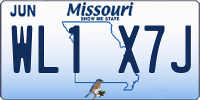 MO license plate WL1X7J