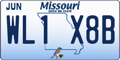 MO license plate WL1X8B
