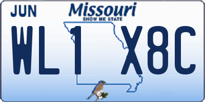 MO license plate WL1X8C