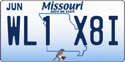 MO license plate WL1X8I