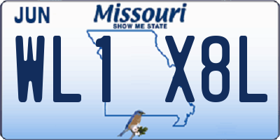 MO license plate WL1X8L