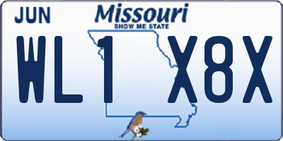 MO license plate WL1X8X