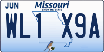 MO license plate WL1X9A