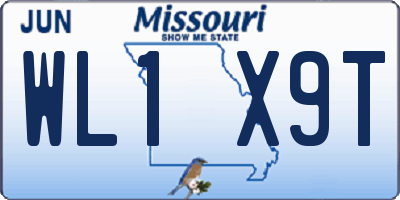 MO license plate WL1X9T