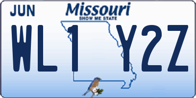 MO license plate WL1Y2Z