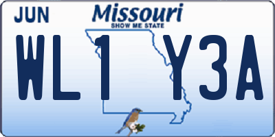 MO license plate WL1Y3A