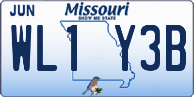 MO license plate WL1Y3B