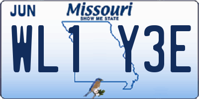 MO license plate WL1Y3E
