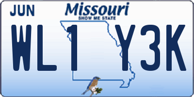MO license plate WL1Y3K