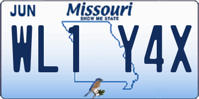 MO license plate WL1Y4X