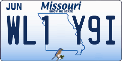 MO license plate WL1Y9I