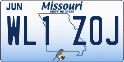 MO license plate WL1Z0J
