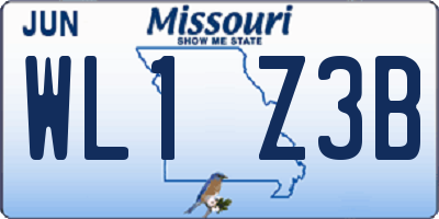 MO license plate WL1Z3B