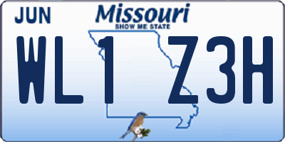 MO license plate WL1Z3H