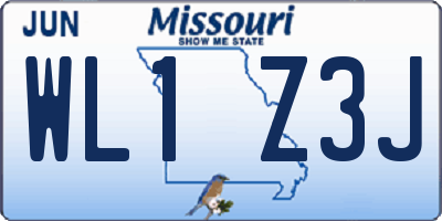MO license plate WL1Z3J