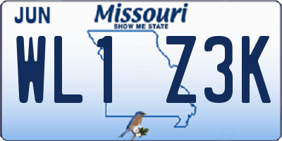 MO license plate WL1Z3K