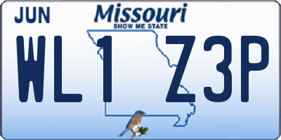 MO license plate WL1Z3P