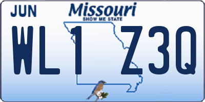 MO license plate WL1Z3Q